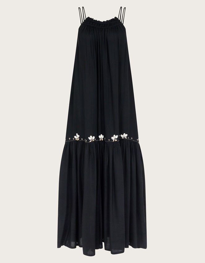 Sia Seashell Sleeveless Midi Dress, Black (BLACK), large