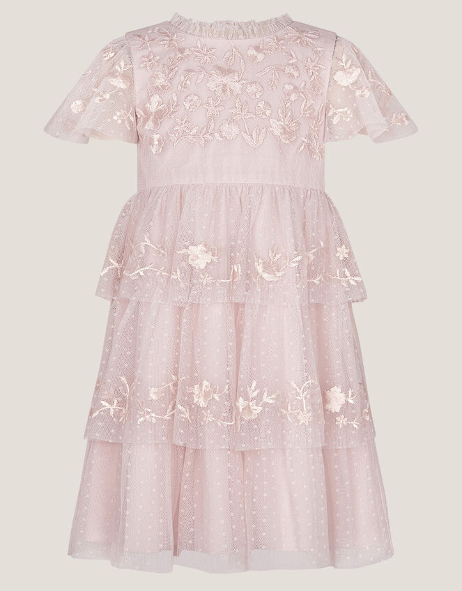 Baby Sophie Embroidered Polka Dot Tulle Dress, Pink (PINK), large