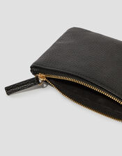 Faux Leather Coin Purse, Black (BLACK), large