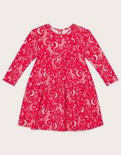 Majestic Constellation Jersey Dress in Sustainable Cotton, Red (RED), large