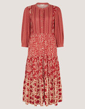 Palmer Floral Jersey Midi Dress, Red (RED), large