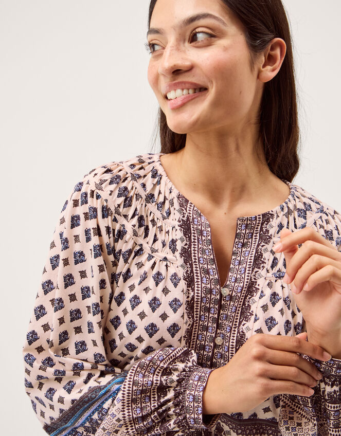 Hern Print Jersey Blouse, Cream (CREAM), large