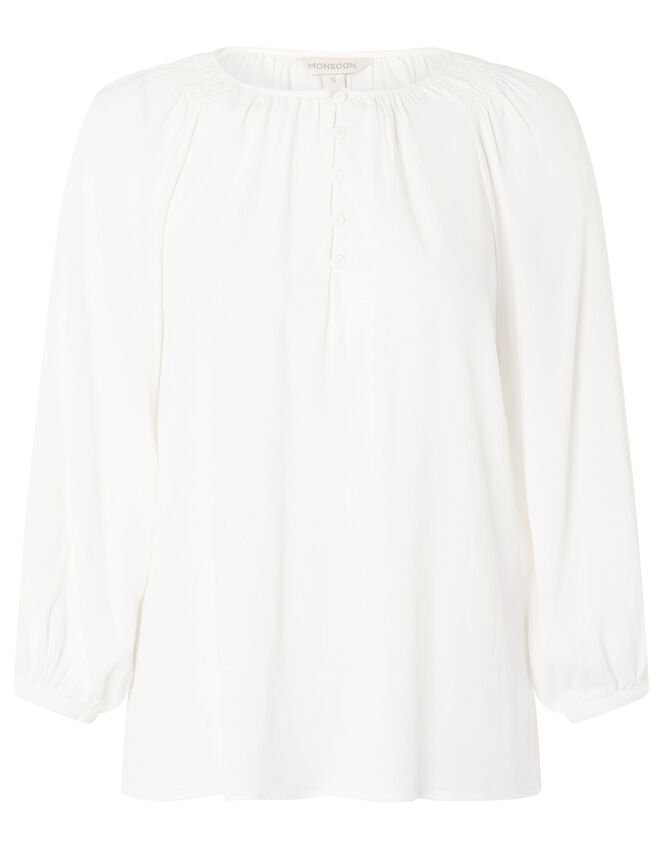 Button Front Blouse with Sustainable Viscose Ivory | Tops & T-shirts ...