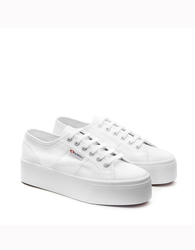 Superga 2790 Vegan Cotu Flatform Trainers, White (WHITE), large