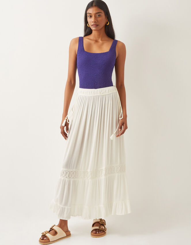 Bryony Embroidered Maxi Skirt, White (WHITE), large