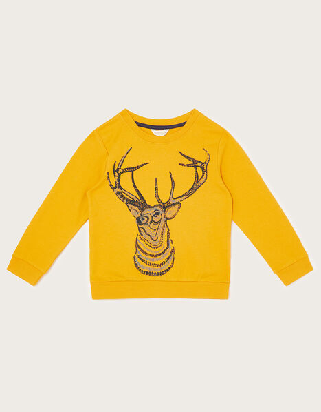 Stag Sweatshirt Yellow, Yellow (MUSTARD), large