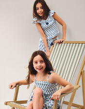 Floral Print Smocked Top & Maxi Skirt Set, White (WHITE), large