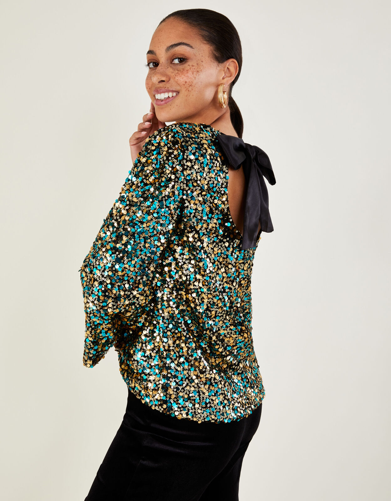 Tracey Sequin Top Gold Blouses Shirts Monsoon UK