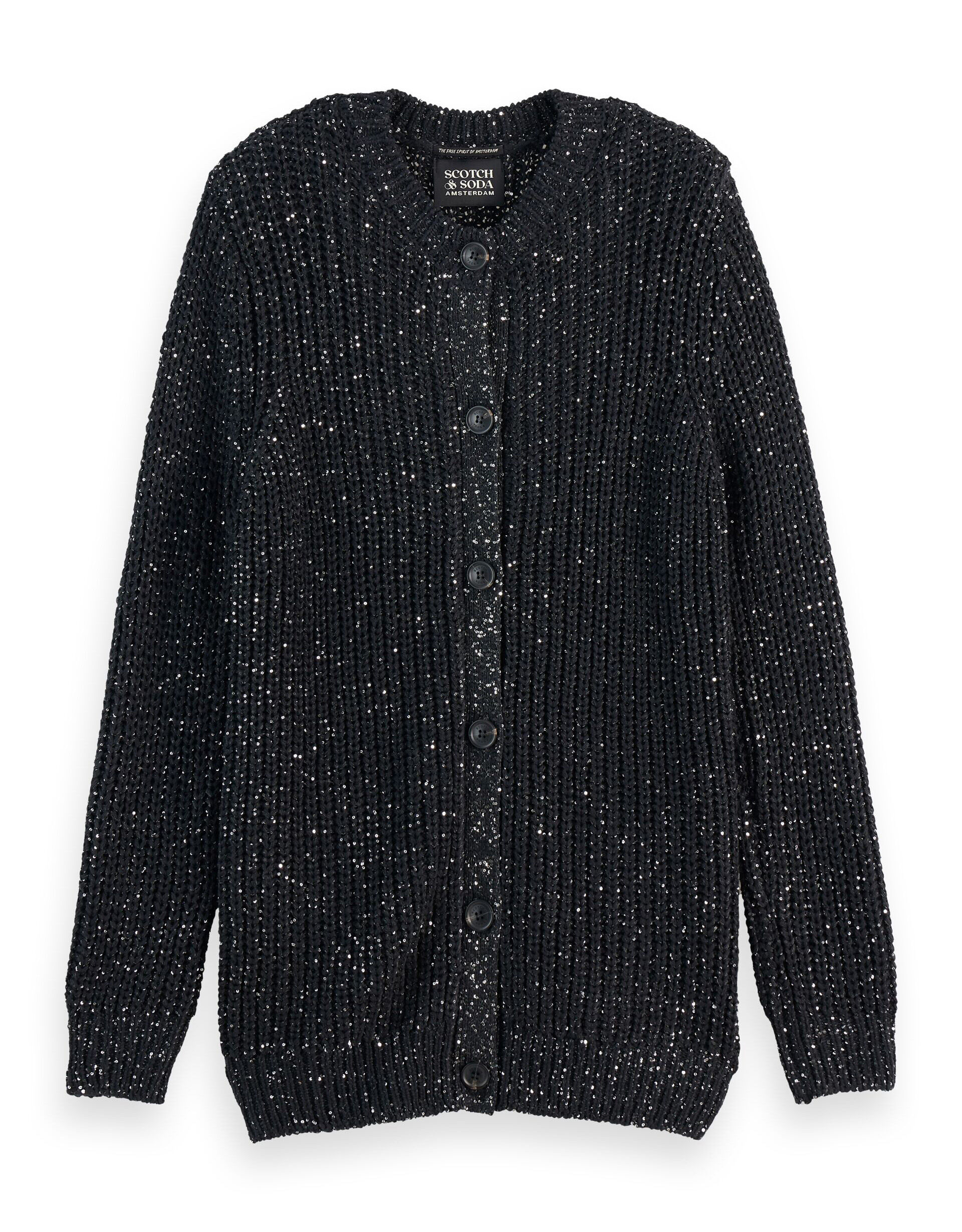 Scotch and Soda Metallic Mid Length Cardigan Black