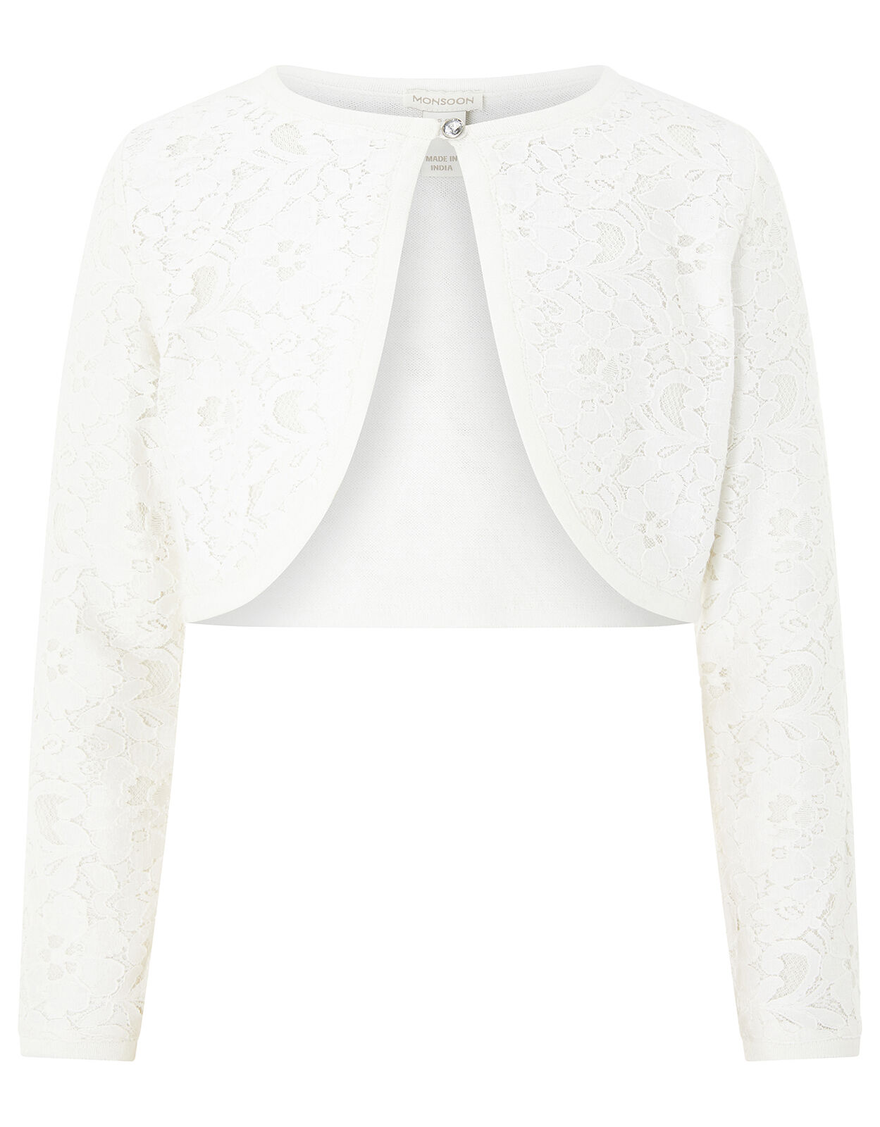 Eliona Cropped Lace Cardigan White 