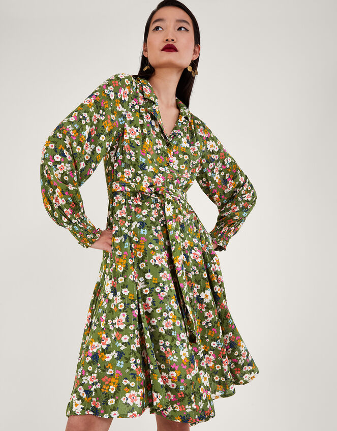Ditsy Floral Dress, Green (GREEN), large