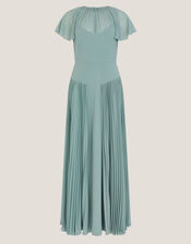 Madison Flutter Sleeve Pleated Bridesmaid Dress, Green (SAGE), large