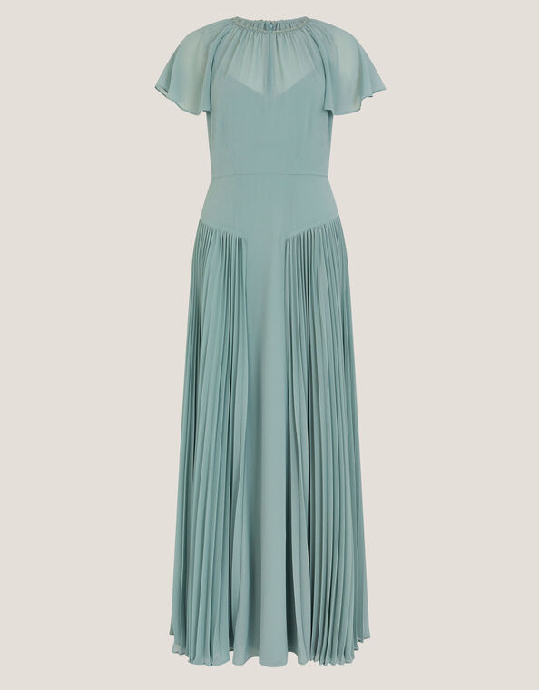Madison Flutter Sleeve Pleated Bridesmaid Dress, Green (SAGE), large