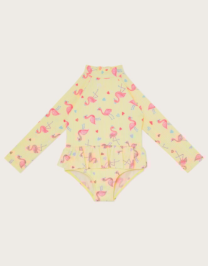 Baby Flamingo Skirted Swimsuit, Yellow (YELLOW), large