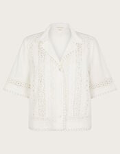 Irina Lace Shirt, Ivory (IVORY), large