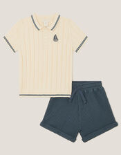 Newborn Knit T-Shirt and Shorts Set, Cream (CREAM), large