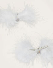 2-Pack Feather Bow Hair Clips, , large