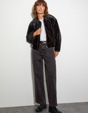 Violet Velvet Bomber Jacket, Blue (PETROL), large