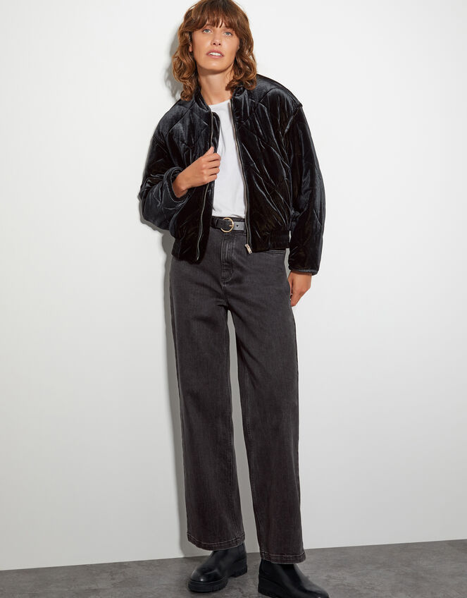 Violet Velvet Bomber Jacket, Blue (PETROL), large