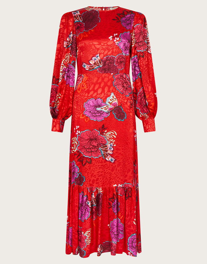 Esme Floral Tea Dress, Red (RED), large