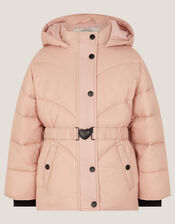 Belted Puffer Coat, Pink (PINK), large