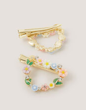 2-Pack Floral Heart Hair Clips, , large