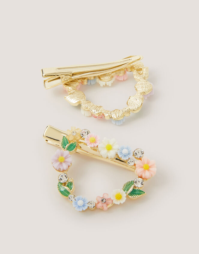 2-Pack Floral Heart Hair Clips, , large
