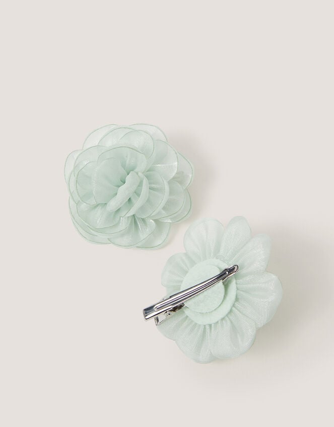 2-Pack Bridesmaid Flower Hair Clips, Green (SAGE), large