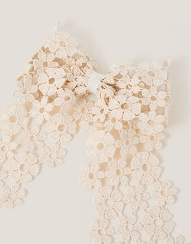 Daisy Lace Bow Hair Clip, , large