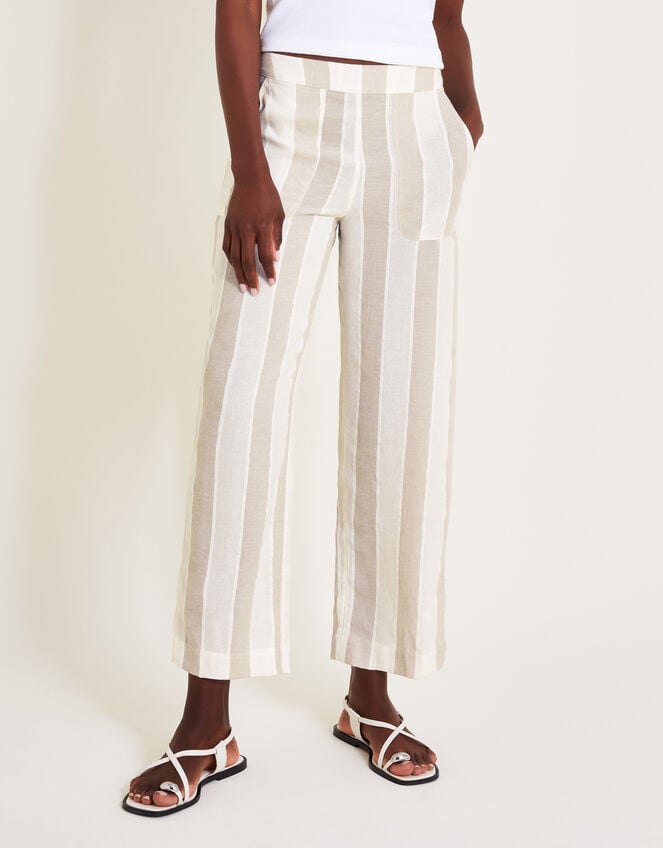 Harley Stripe Linen Blend Trousers, Natural (NATURAL), large