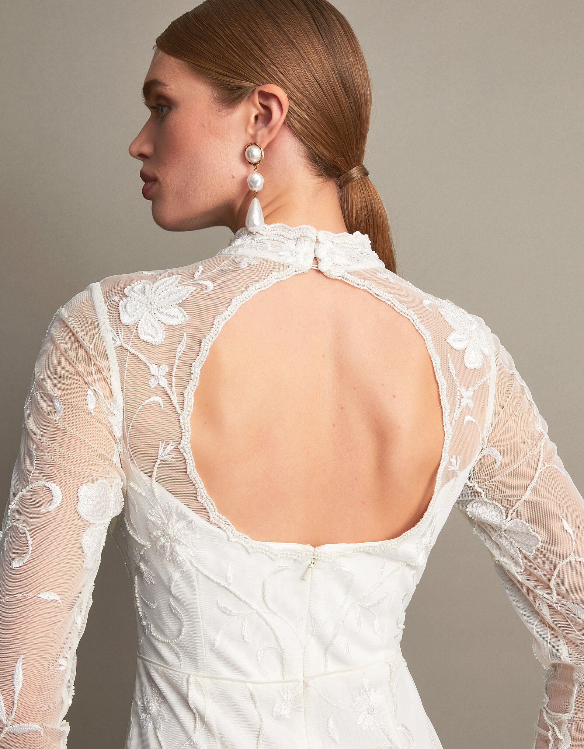 Krystyna Embroidered Short Bridal Dress Ivory