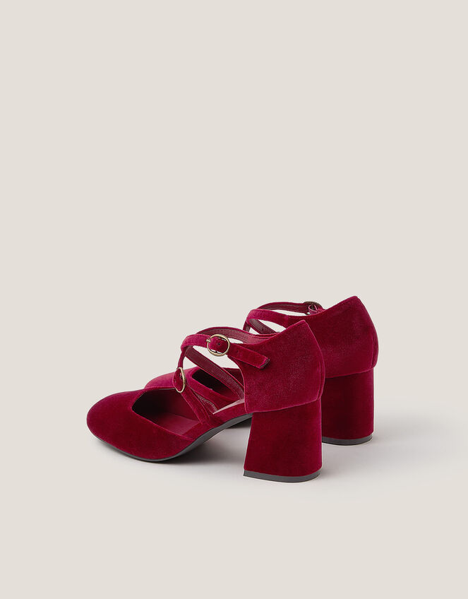 Gia Velvet Mary Jane Heels, Red (BURGUNDY), large