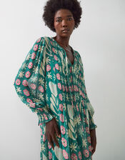 East Charlize Printed Pintuck Midi Dress, Green (GREEN), large