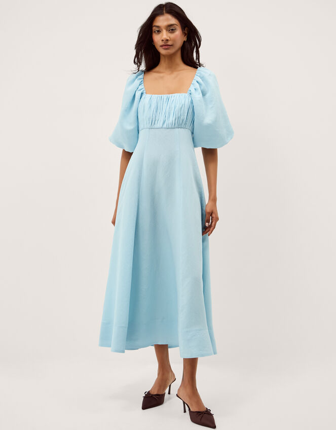 Payton Puff Sleeve Midi Dress Blue
