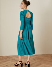 Penny Tiered Midi Dress, Teal (TEAL), large