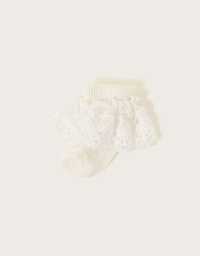 Baby Heart Lace Socks, Ivory (IVORY), large