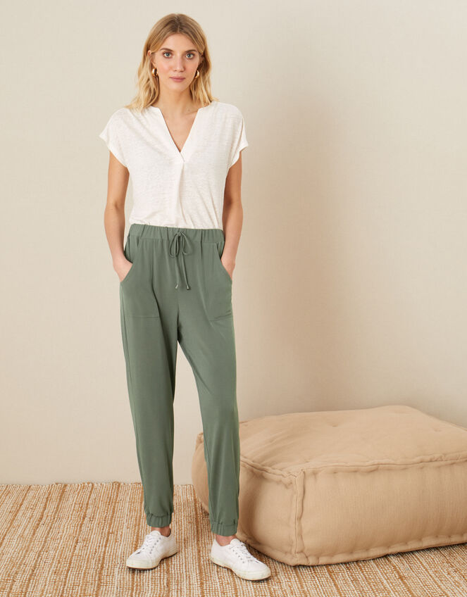 Lounge Kimberley Jersey Hareem Trousers, Green (KHAKI), large