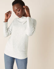 Zip Neck Knit Jumper, Grey (GREY), large