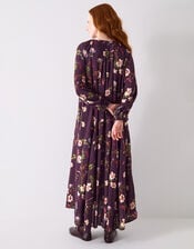 East Adelle Floral Long Sleeve Midi Dress, Red (BERRY), large