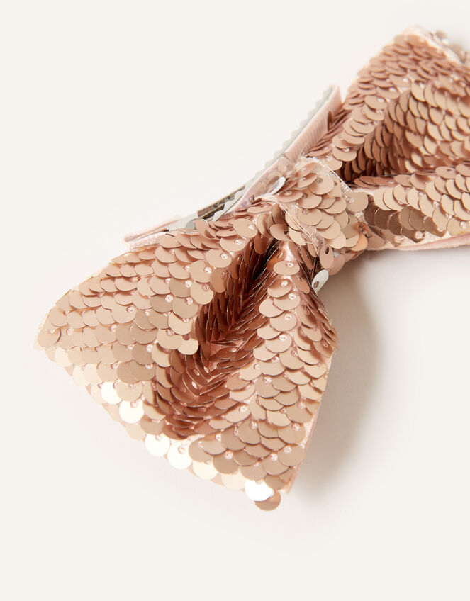 Sequin Bow Hair Clip, , large