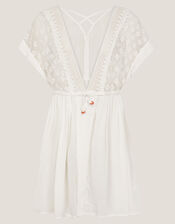 Crochet Kaftan Dress, White (WHITE), large