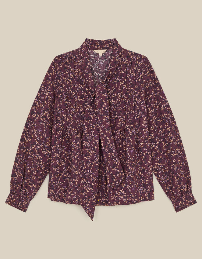 East Ellis Floral Pintuck Blouse, Red (BURGUNDY), large