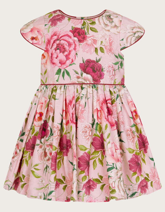 Elegant Pink Quilted Baby Dress with Flower Accents main image 1