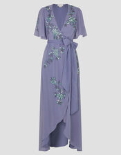 Sarah Floral Embellished Maxi Wrap Dress, MID BLUE, large