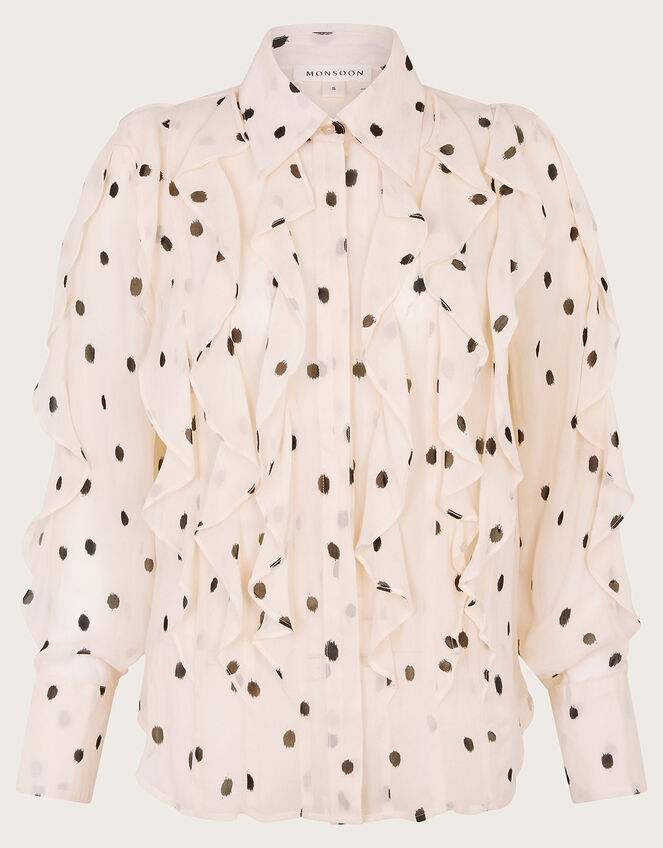 Irene Ruffle Spot Blouse, Ivory (IVORY), large