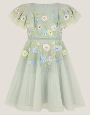 Oelene Embroidered Skater Party Dress, Green (SAGE), large