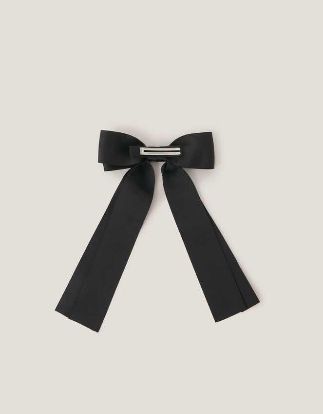 School Ribbon Bow Hair Slide, Black (BLACK), large