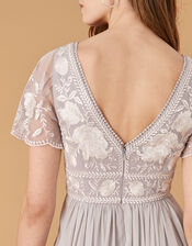 Daphnee Embroidered Maxi Dress, Grey (GREY), large