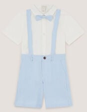 Theo 3-Piece Stripe Short Suit with Braces, Blue (BLUE), large