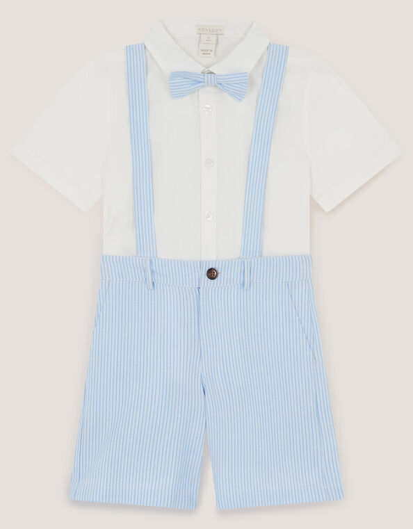Theo 3-Piece Stripe Short Suit with Braces, Blue (BLUE), large